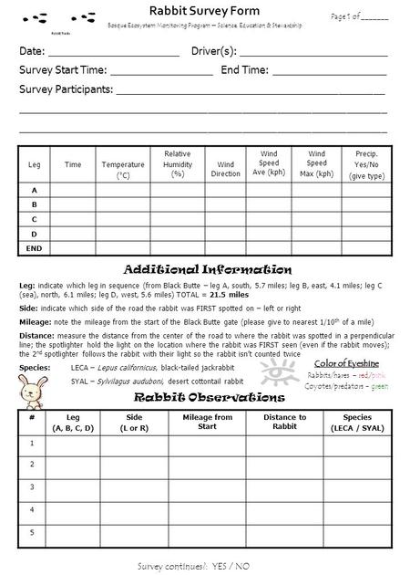 Additional Information Leg: indicate which leg in sequence (from Black Butte – leg A, south, 5.7 miles; leg B, east, 4.1 miles; leg C (sea), north, 6.1.