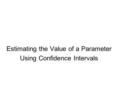 Estimating the Value of a Parameter Using Confidence Intervals