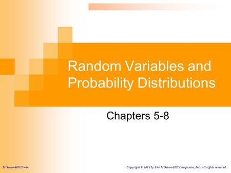 Random Variables and Probability Distributions