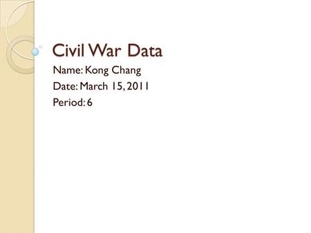 Name: Kong Chang Date: March 15, 2011 Period: 6