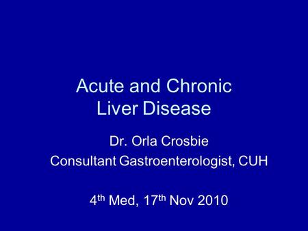 Acute and Chronic Liver Disease