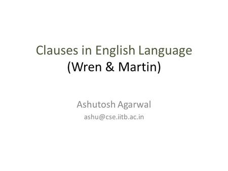 Clauses in English Language (Wren & Martin)