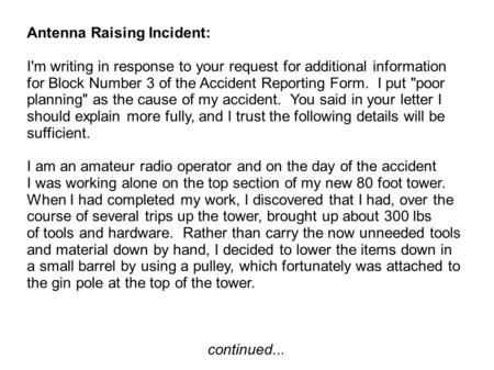 Antenna Raising Incident: