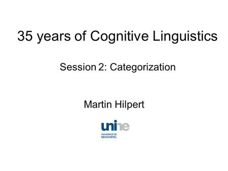 35 years of Cognitive Linguistics Session 2: Categorization Martin Hilpert.