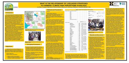 WHAT IS THE RELATIONSHIP OF LIVELIHOOD STRATEGIES TO FARMERS’ CLIMATE RISK PERCEPTIONS IN BOLIVIA? Lisa Rees- College of Agriculture, Food and Natural.