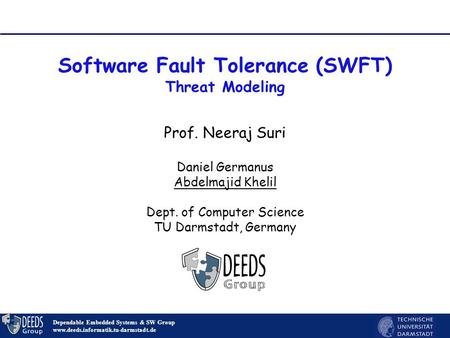 Software Fault Tolerance (SWFT) Threat Modeling