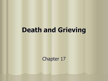 Death and Grieving Chapter 17. Issues in Determining Death Brain death — neurological definition of death Brain death — neurological definition of death.