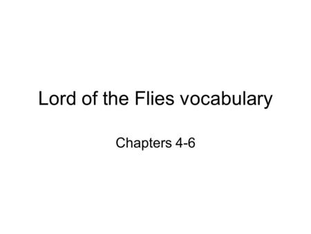 Lord of the Flies vocabulary