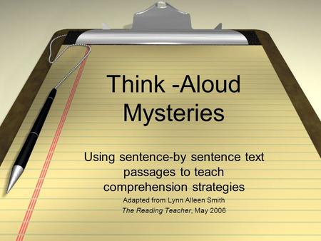 Think -Aloud Mysteries