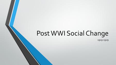 Post WWI Social Change 1919-1929. American Presidents Woodrow Wilson 1913-21 Warren G. Harding 1921-23 Calvin Coolidge 1923-29 Herbert Hoover 1929-33.