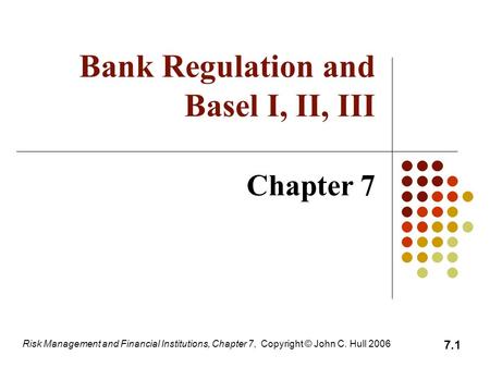 Bank Regulation and Basel I, II, III