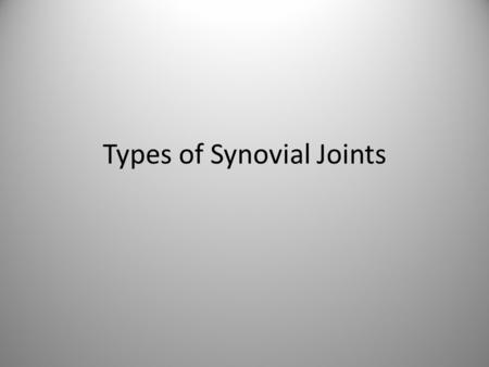 Types of Synovial Joints. Selected Synovial Joints: The Knee This is considered the most complex joint in the human body. It is actually considered three.