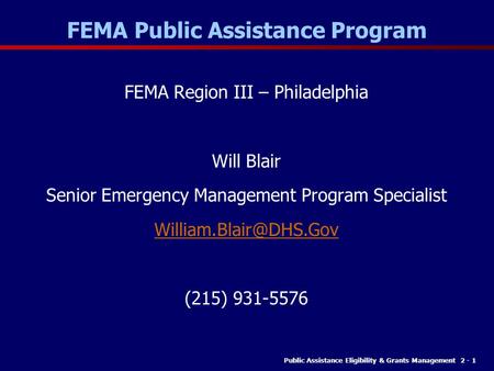 FEMA Public Assistance Program