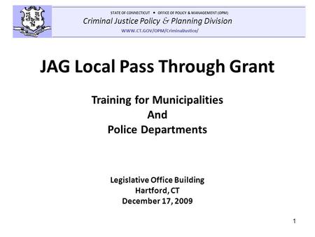 JAG Local Pass Through Grant