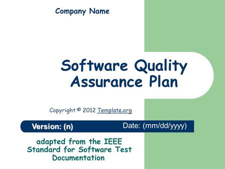 Software Quality Assurance Plan