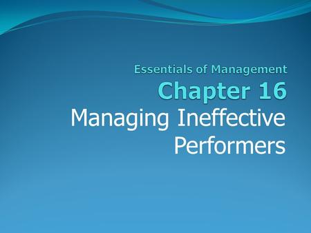 Essentials of Management Chapter 16