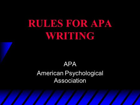 APA American Psychological Association