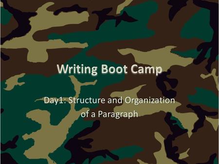 Day1: Structure and Organization of a Paragraph. Highlight your topic sentence and clincher sentence in the same color Highlight your topic sentence and.