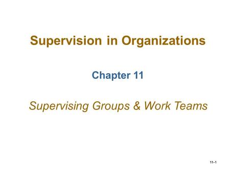 Supervision in Organizations