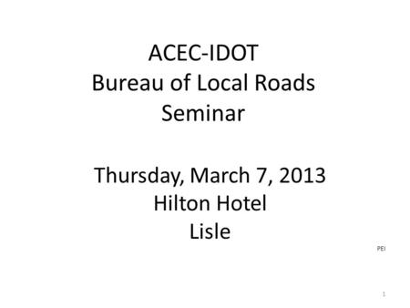 ACEC-IDOT Bureau of Local Roads Seminar