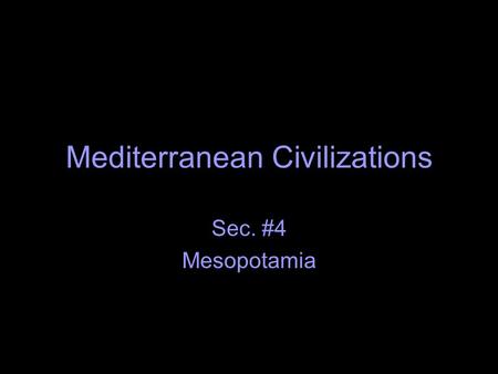 Mediterranean Civilizations