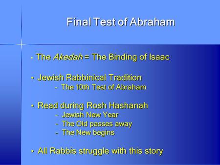 Final Test of Abraham Jewish Rabbinical Tradition