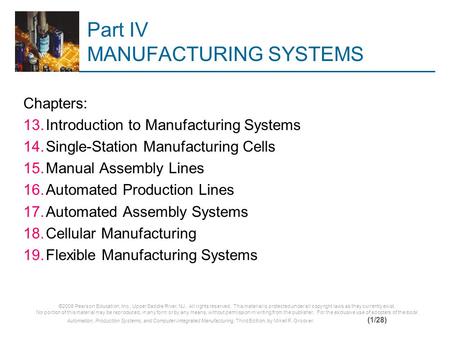 Part IV MANUFACTURING SYSTEMS