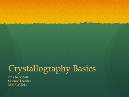 Crystallography Basics