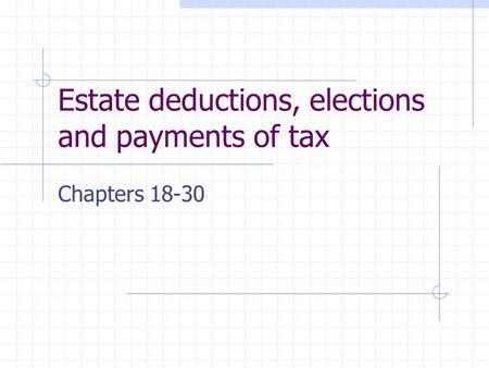 Estate deductions, elections and payments of tax