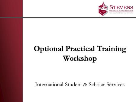 Optional Practical Training Workshop