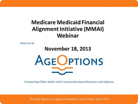 Medicare Medicaid Financial Alignment Initiative (MMAI) Webinar November 18, 2013.