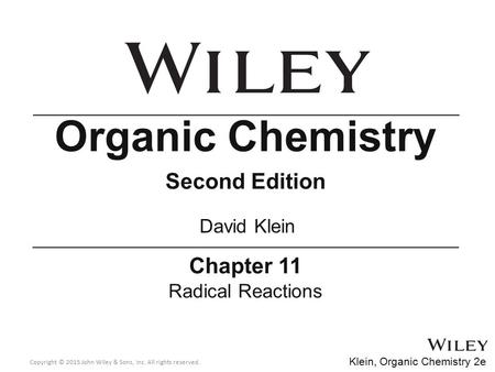 Organic Chemistry Second Edition Chapter 11 David Klein