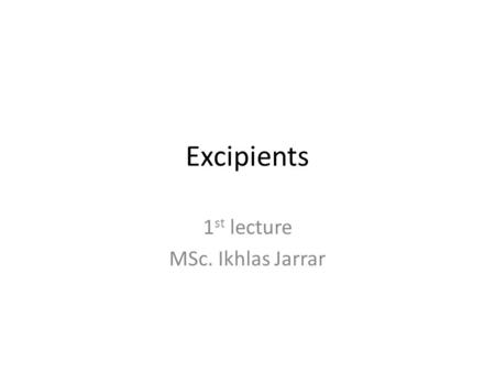 1st lecture MSc. Ikhlas Jarrar