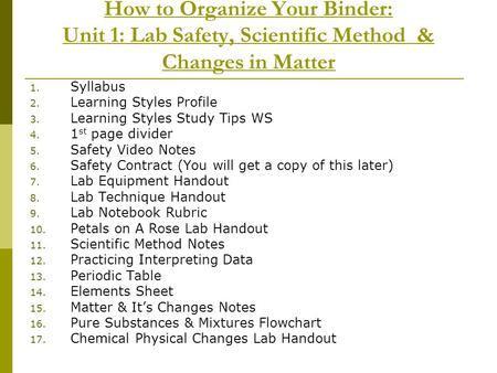 Syllabus Learning Styles Profile Learning Styles Study Tips WS