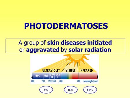 A group of skin diseases initiated or aggravated by solar radiation