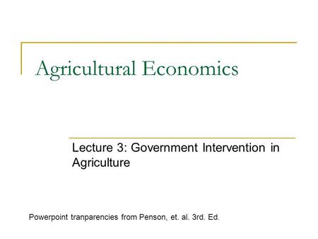 Agricultural Economics