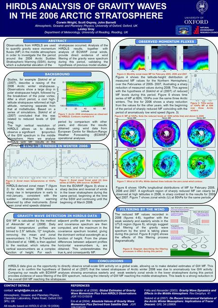 REFERENCES Alexander et al (2008): Global Estimates of Gravity Wave Momentum Flux from HIRDLS Observations. JGR 113 D15S18 Ern et al (2004): Absolute Values.