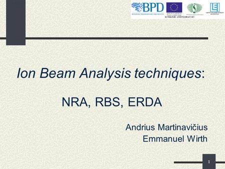 Ion Beam Analysis techniques: