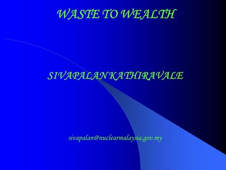 WASTE TO WEALTH SIVAPALAN KATHIRAVALE