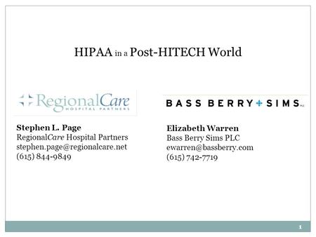 HIPAA in a Post-HITECH World