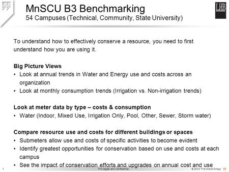 1 Privileged and Confidential © 2013 The Weidt Group To understand how to effectively conserve a resource, you need to first understand how you are using.