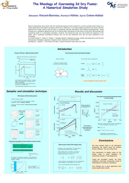 Results and discussion Samples and simulation technique Sébastien Vincent-Bonnieu, Reinhard Höhler, Sylvie Cohen-Addad Recent experiments have shown that.