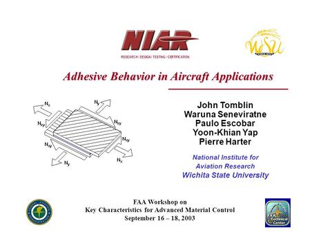 John Tomblin Waruna Seneviratne Paulo Escobar Yoon-Khian Yap Pierre Harter National Institute for Aviation Research Wichita State University FAA Workshop.