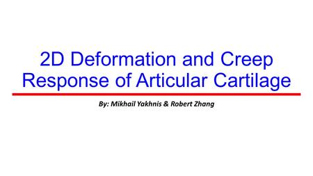 2D Deformation and Creep Response of Articular Cartilage