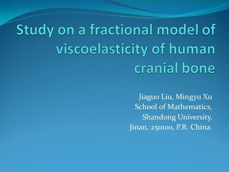 Jiaguo Liu, Mingyu Xu School of Mathematics, Shandong University, Jinan, 250100, P.R. China.