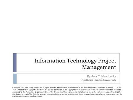 Information Technology Project Management