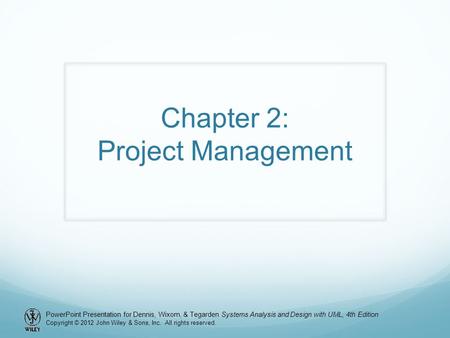 Chapter 2: Project Management