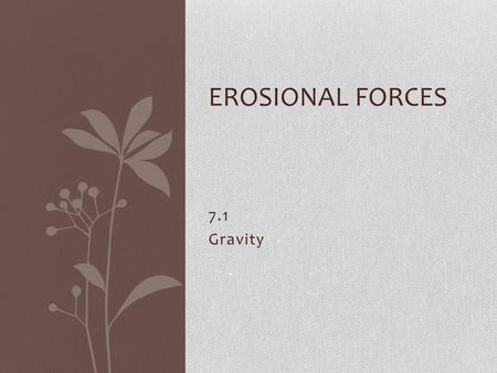 Erosional Forces 7.1 Gravity.