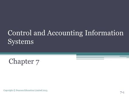 Control and Accounting Information Systems