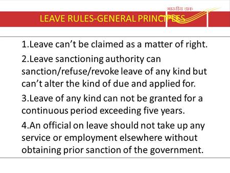 LEAVE RULES-GENERAL PRINCIPLES